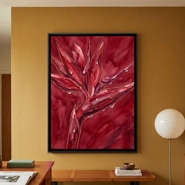 Bird of Paradise Flower — framed canvas art hung on a wall