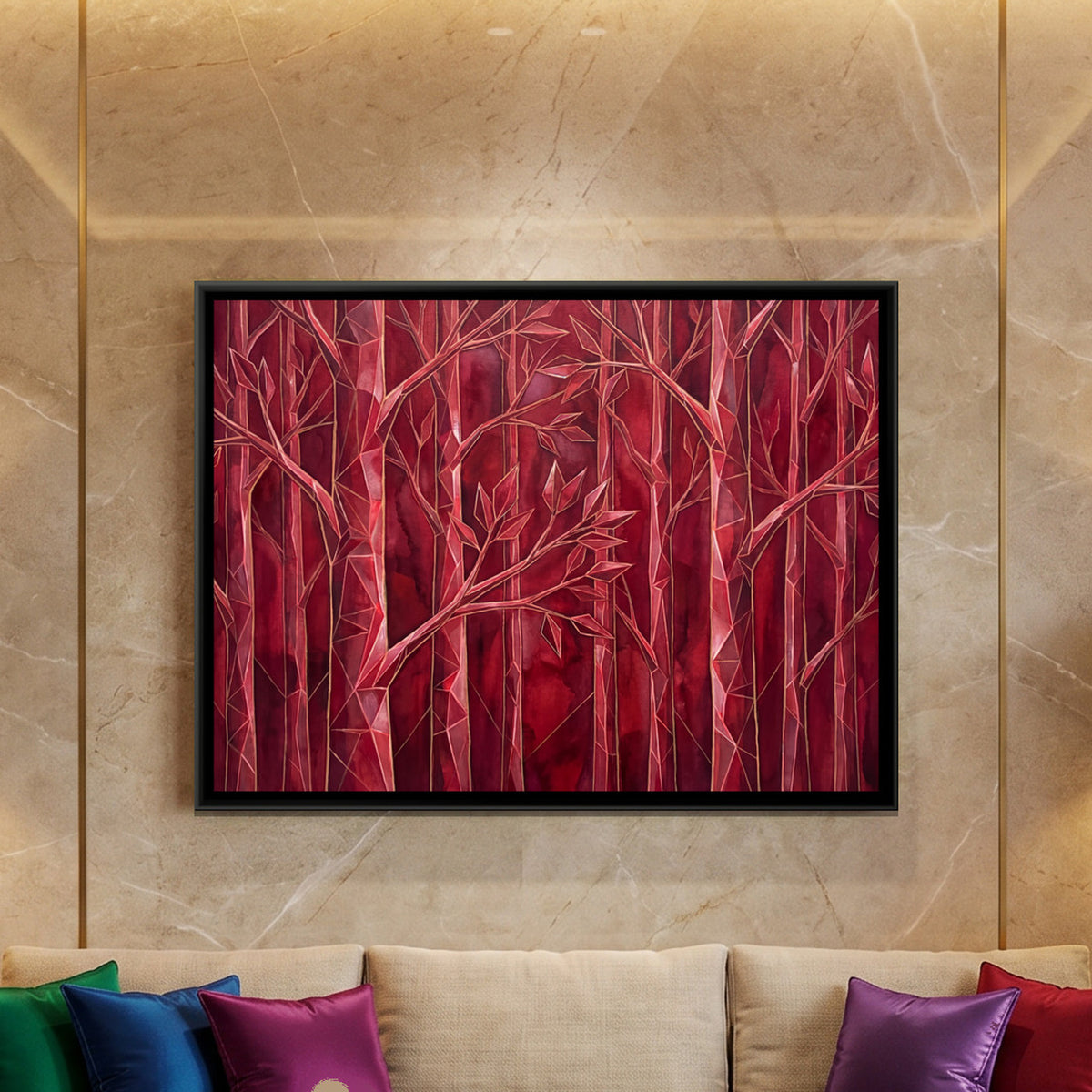 Birch Forest — framed canvas art hung on a wall