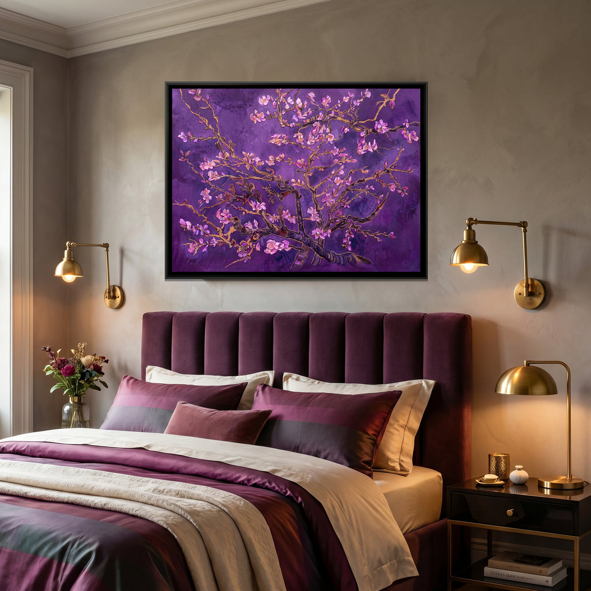 Cherry Blossom — canvas art shown in a styled room