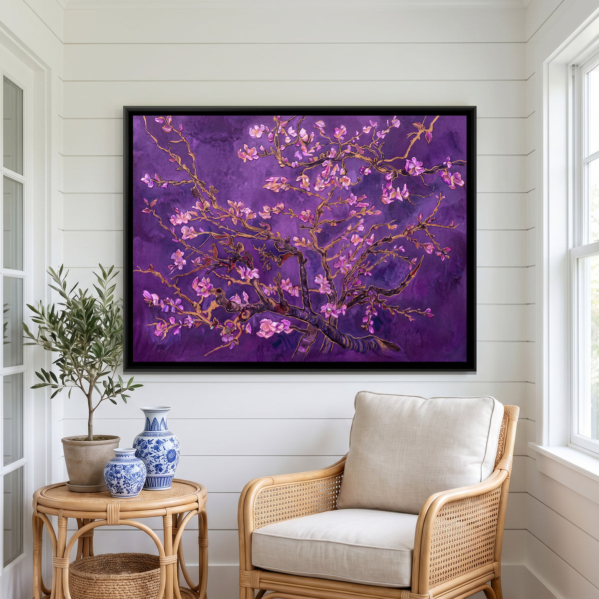 Cherry Blossom — canvas art shown in a second room setting