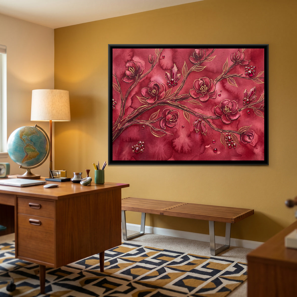Cherry Blossom — canvas art shown in a styled room