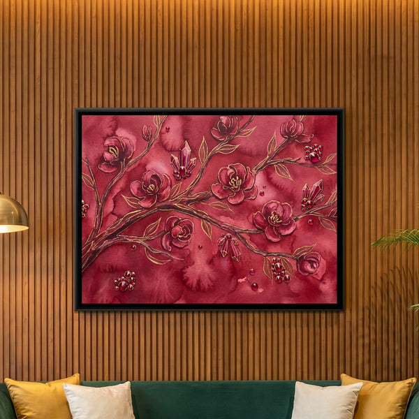 Cherry Blossom — framed canvas art hung on a wall
