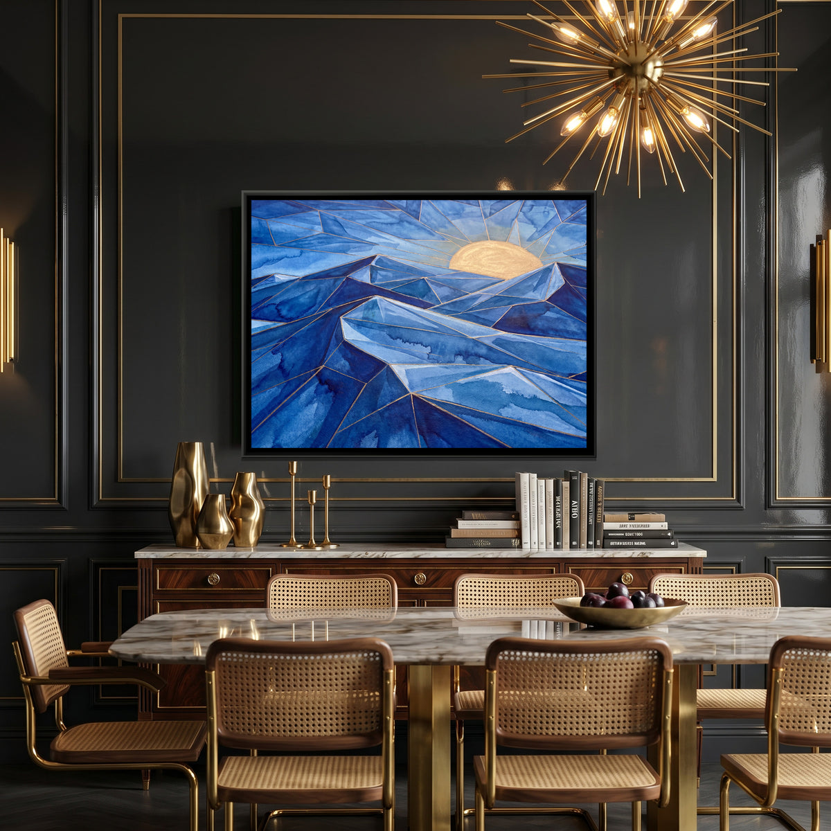 Rajasthan Dunes — canvas art shown in a styled room