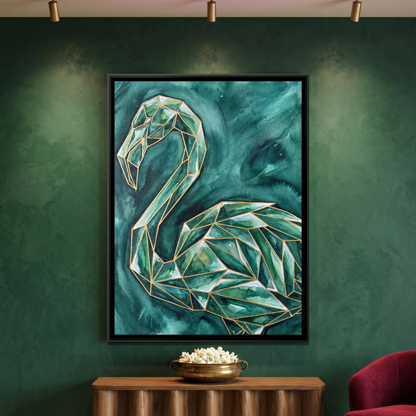 Flamingo — framed canvas art hung on a wall