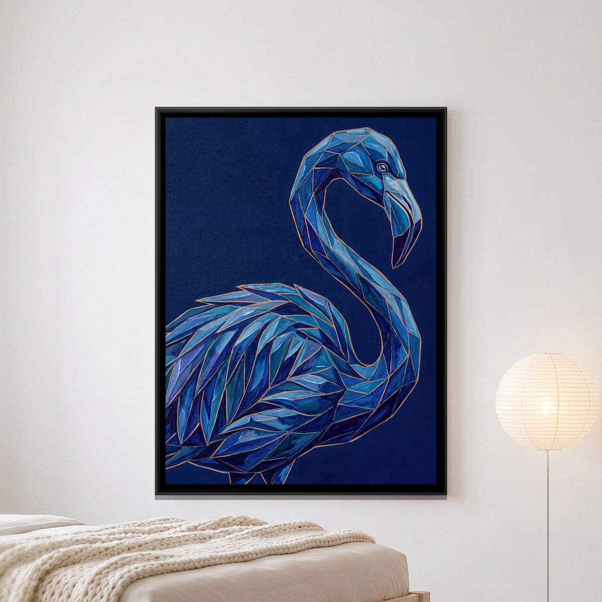 Flamingo — framed canvas art hung on a wall
