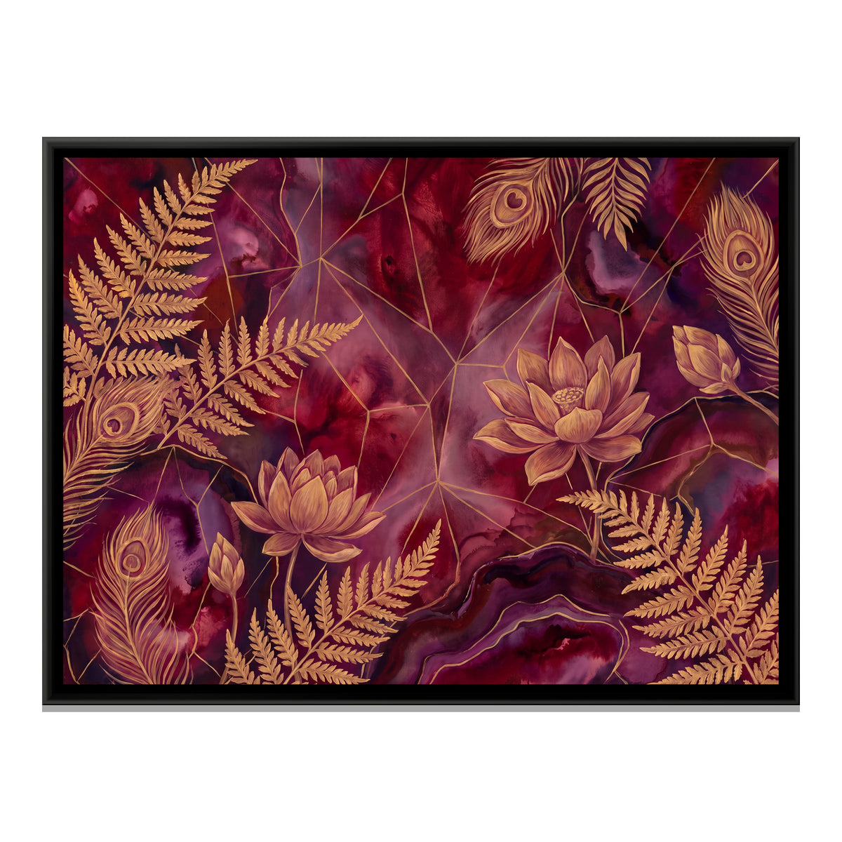 Ferns and Flowers — framed canvas print, front view