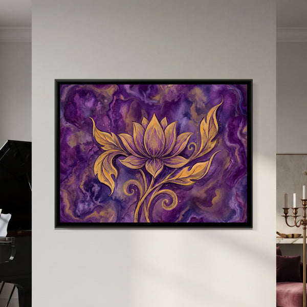Lotus — framed canvas art hung on a wall