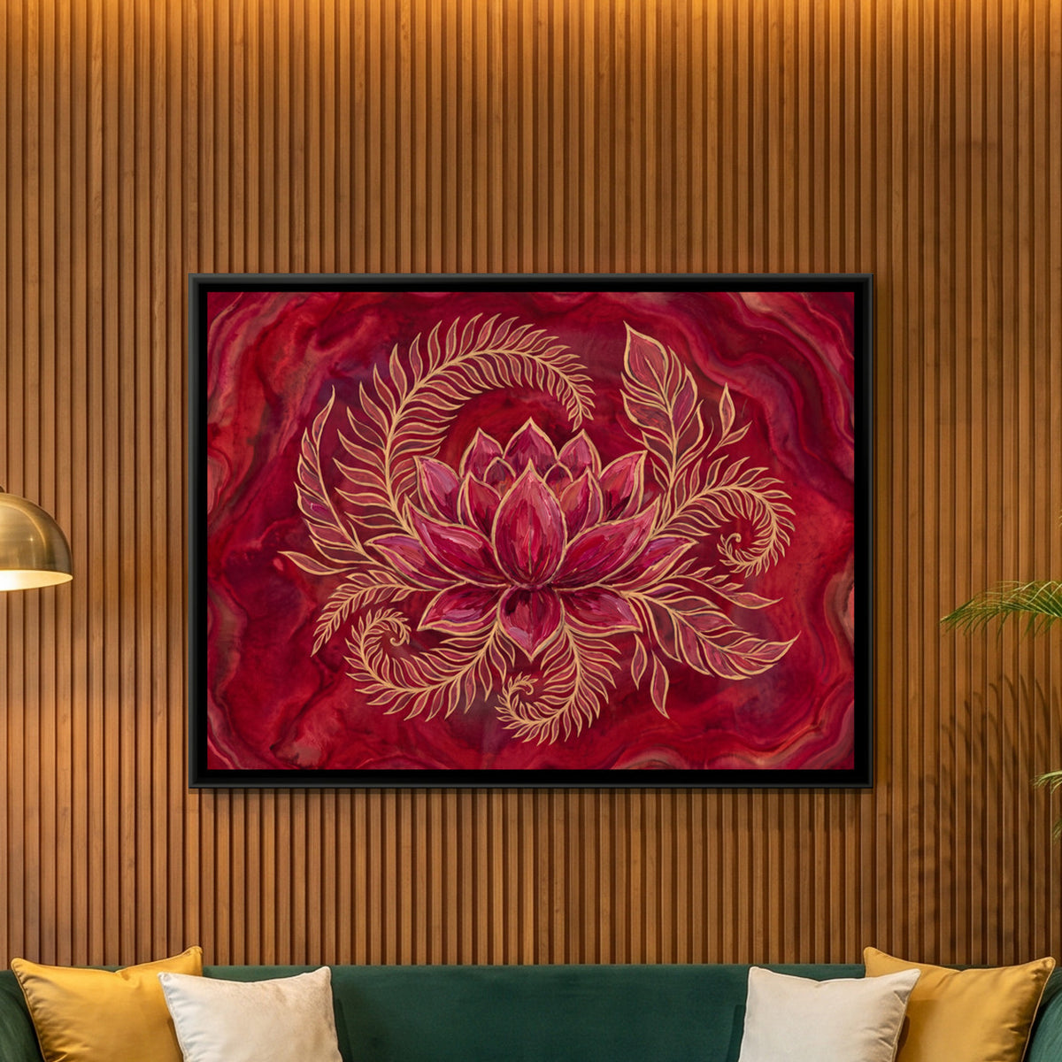 Lotus — framed canvas art hung on a wall