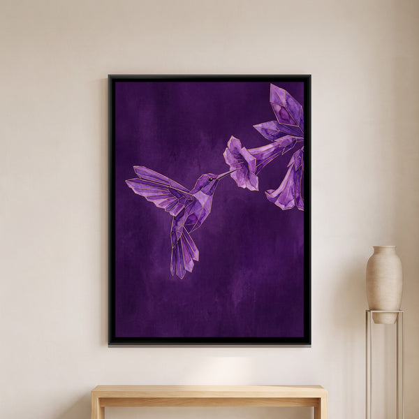 Hummingbird — framed canvas art hung on a wall