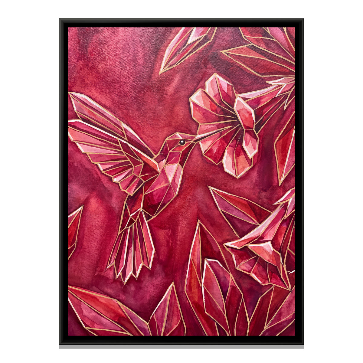 Hummingbird — framed canvas print, front view