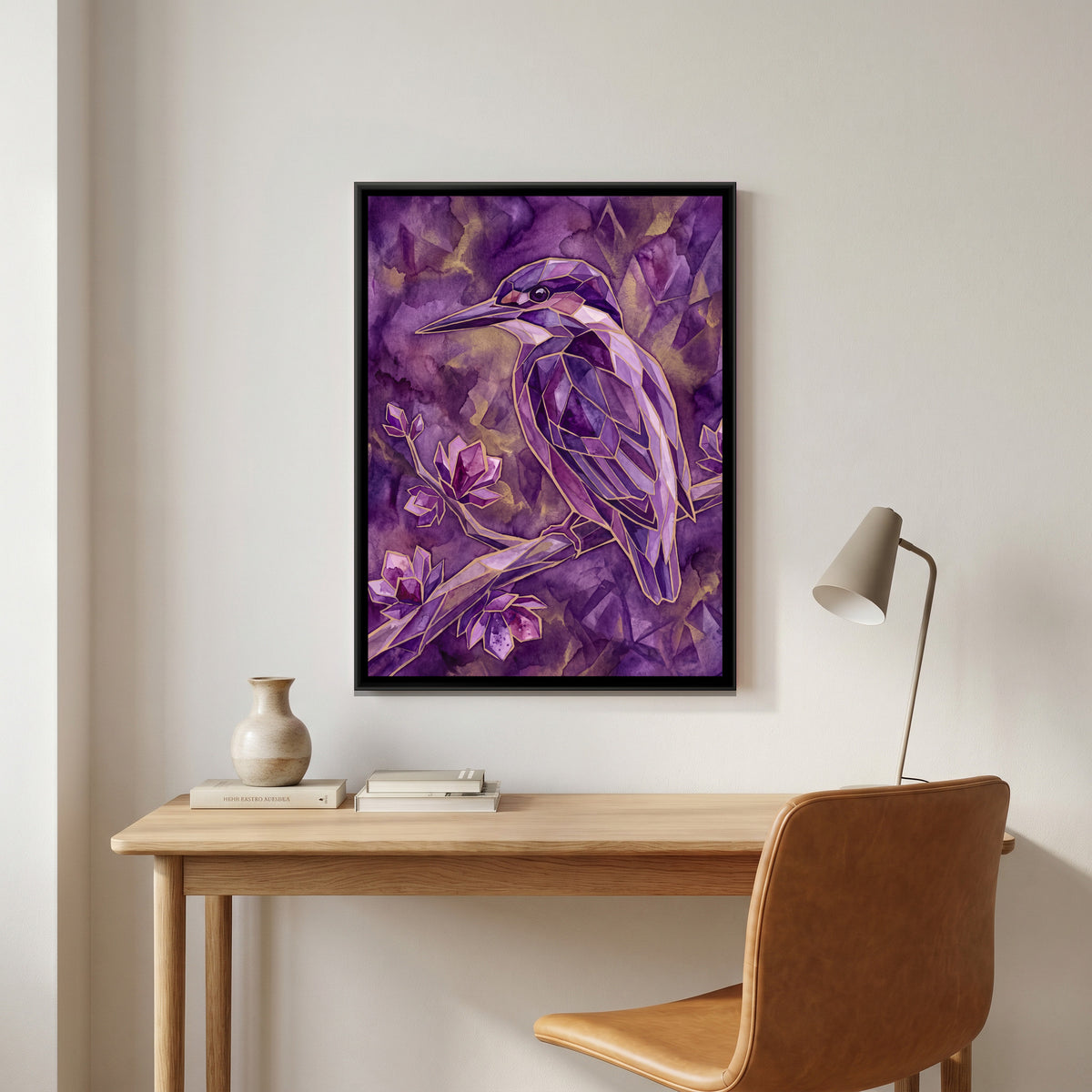 Kingfisher — canvas art shown in a second room setting