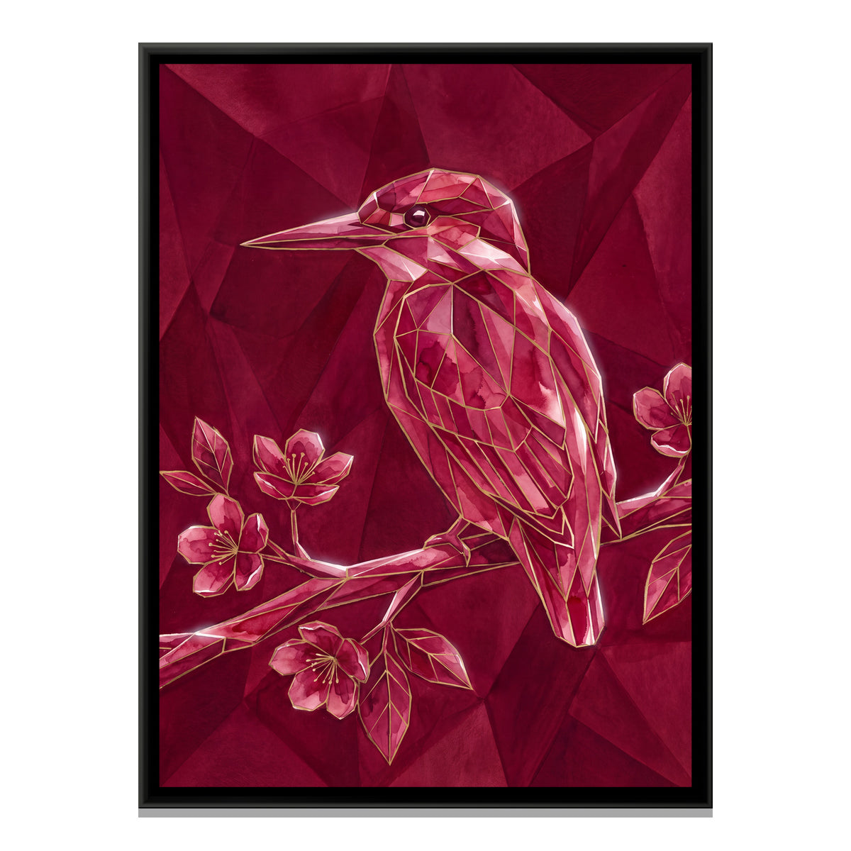 Kingfisher — framed canvas print, front view