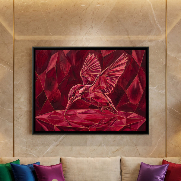 Diving Kingfisher — framed canvas art hung on a wall