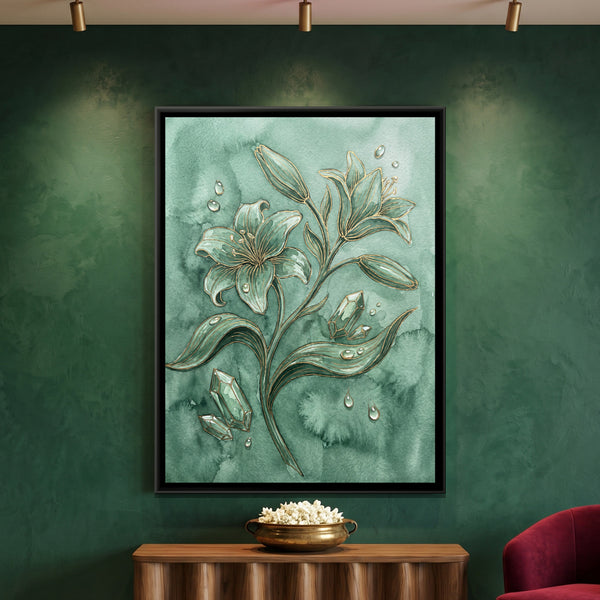 Lilies — framed canvas art hung on a wall
