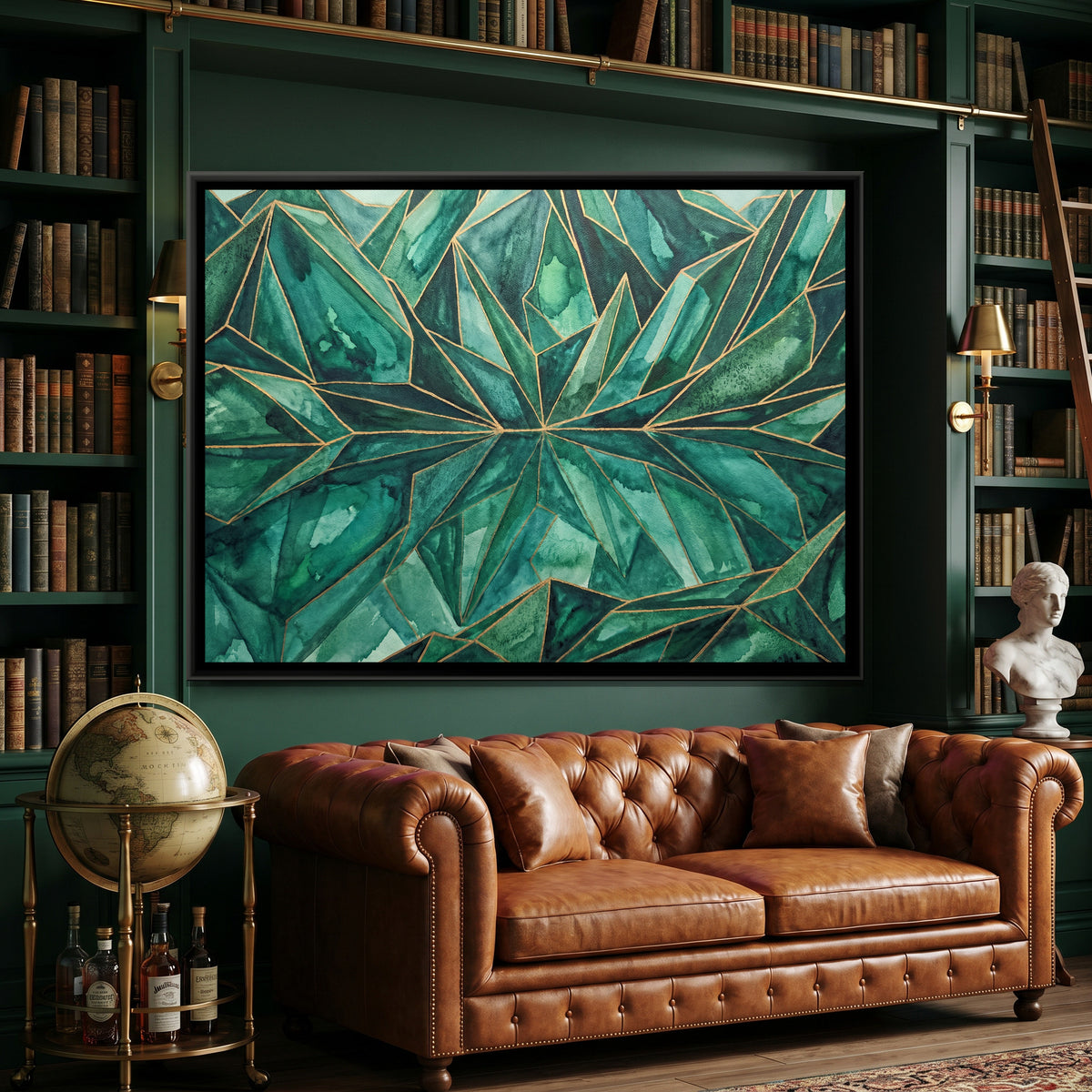 Mountain Lake Reflection — canvas art shown in a second room setting