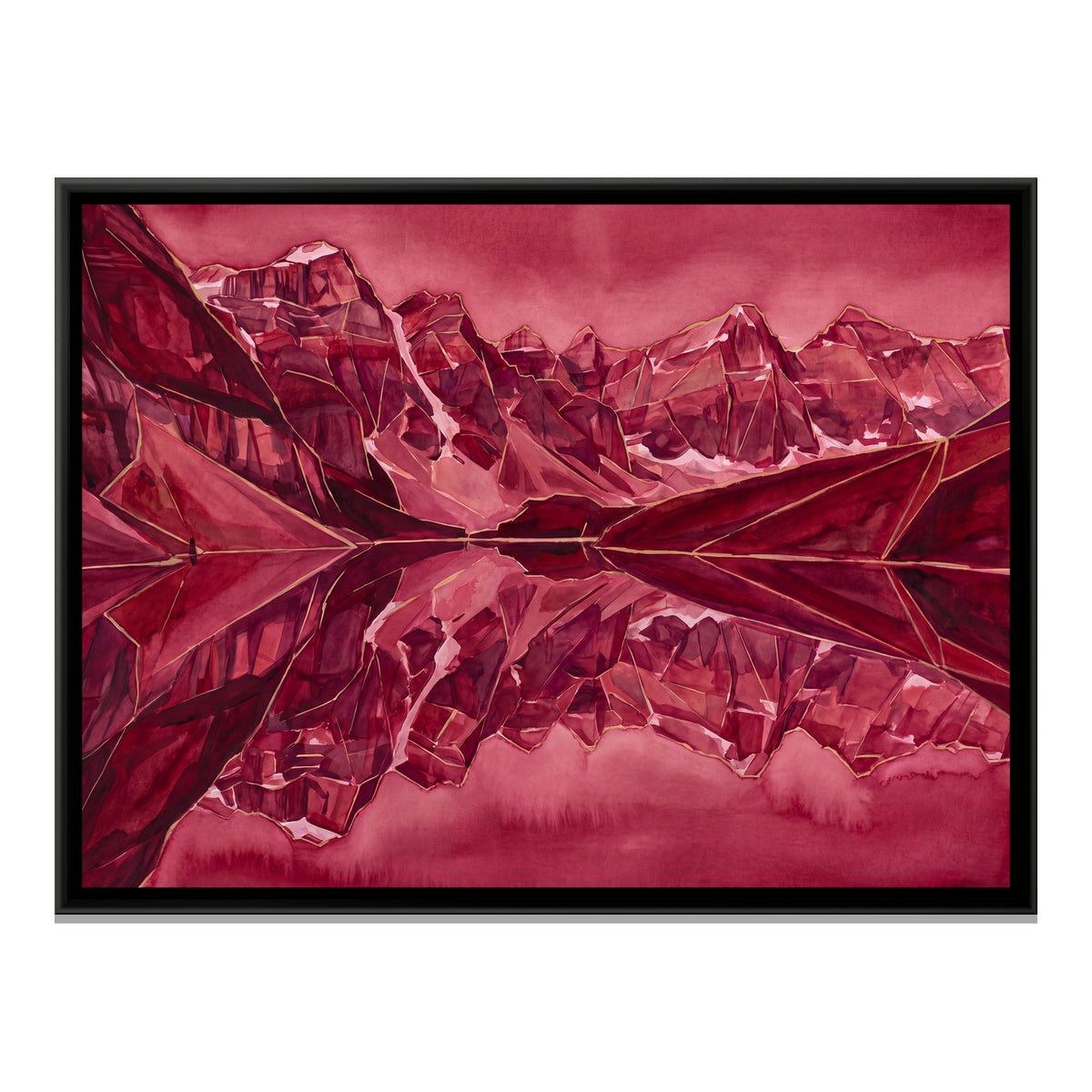 Mountain Lake Reflection — framed canvas print, front view