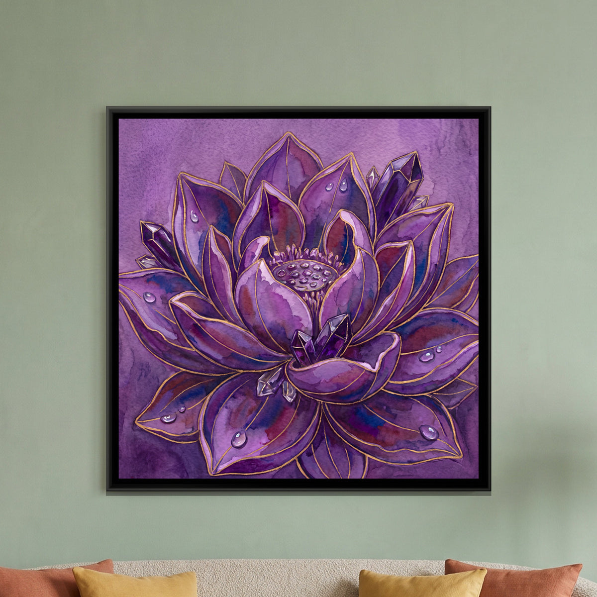 Lotus — framed canvas art hung on a wall