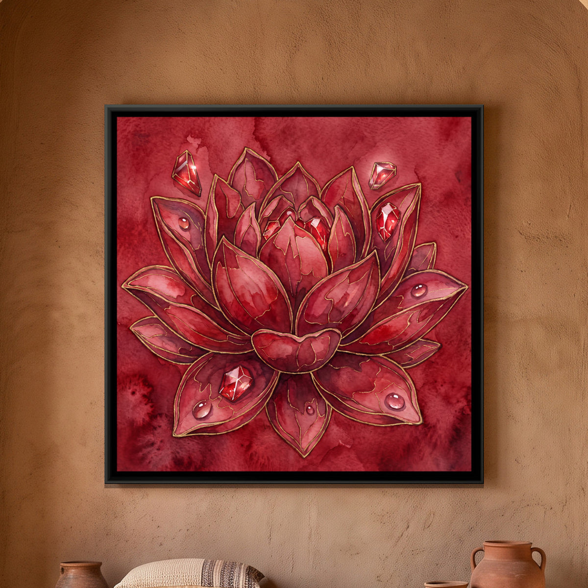 Lotus — framed canvas art hung on a wall