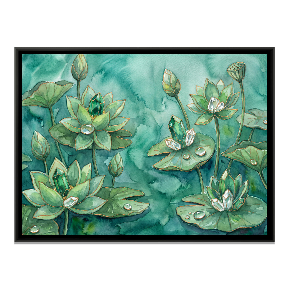 Lotus Pond — framed canvas print, front view