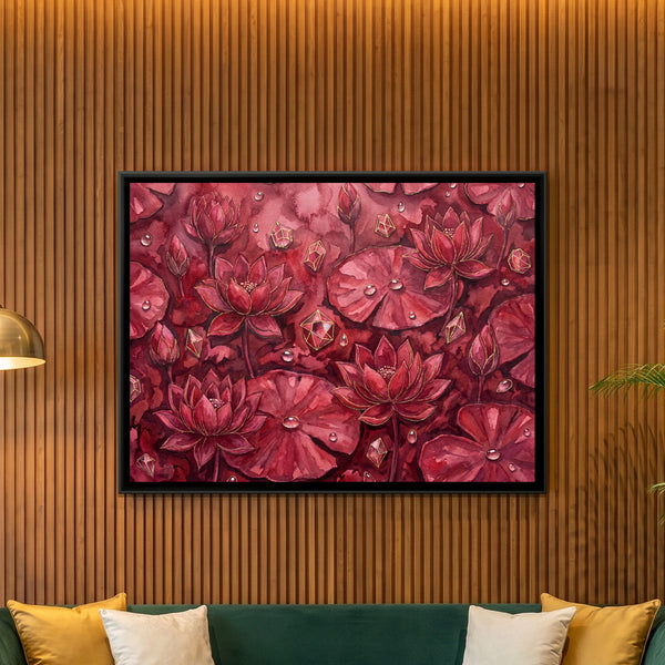 Lotus Pond — framed canvas art hung on a wall
