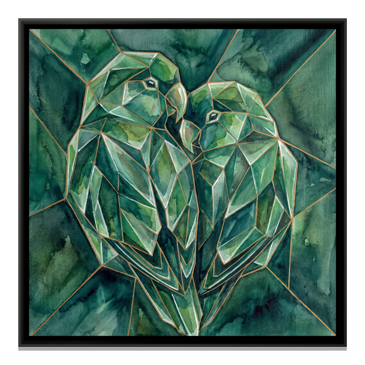 Lovebirds — framed canvas print, front view