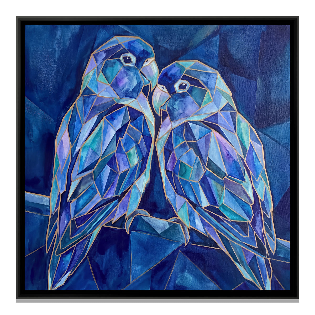Lovebirds — framed canvas print, front view