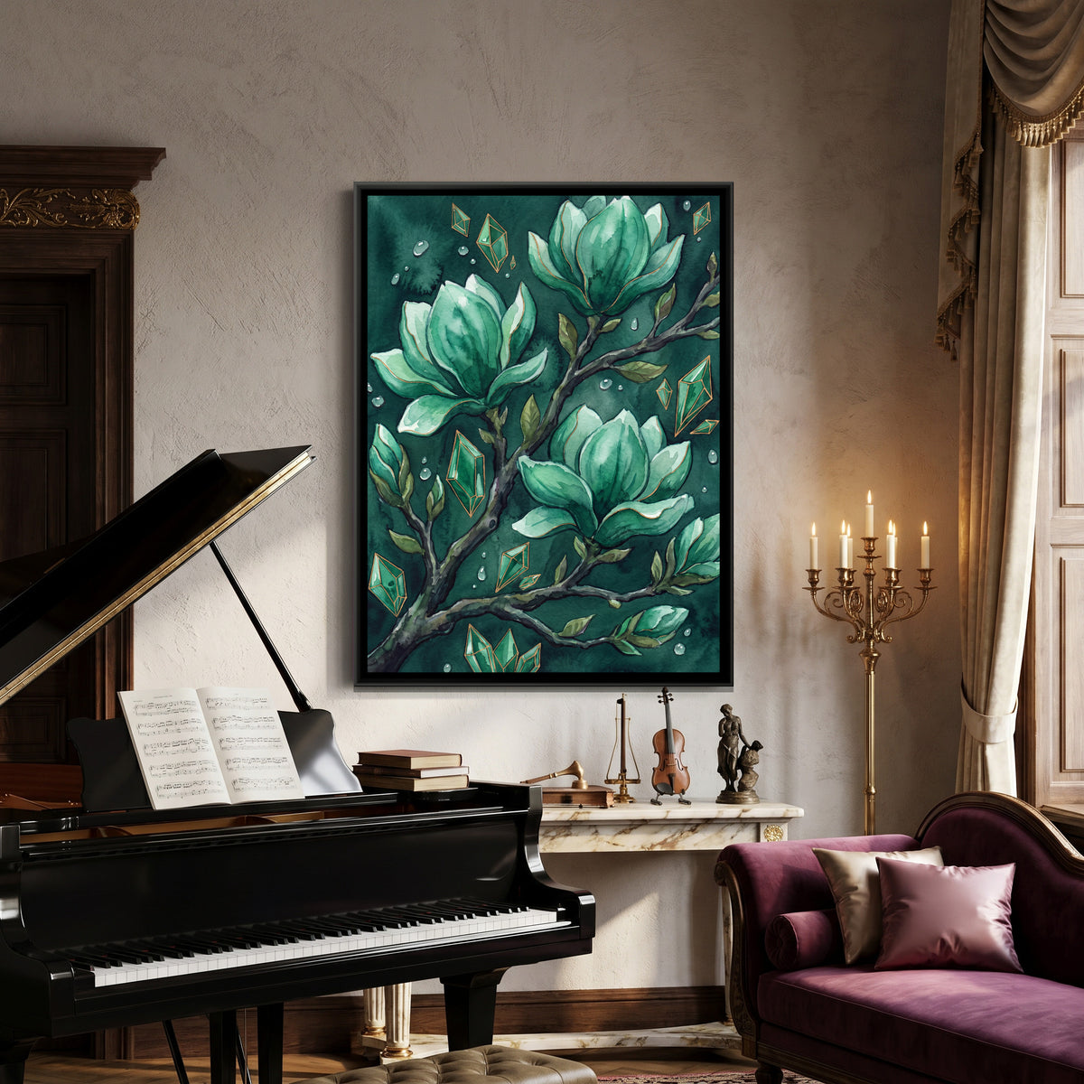 Magnolia — canvas art shown in a second room setting