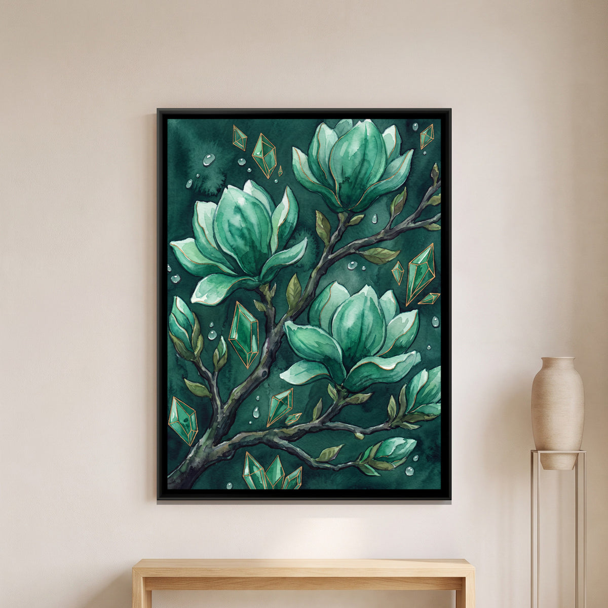 Magnolia — framed canvas art hung on a wall