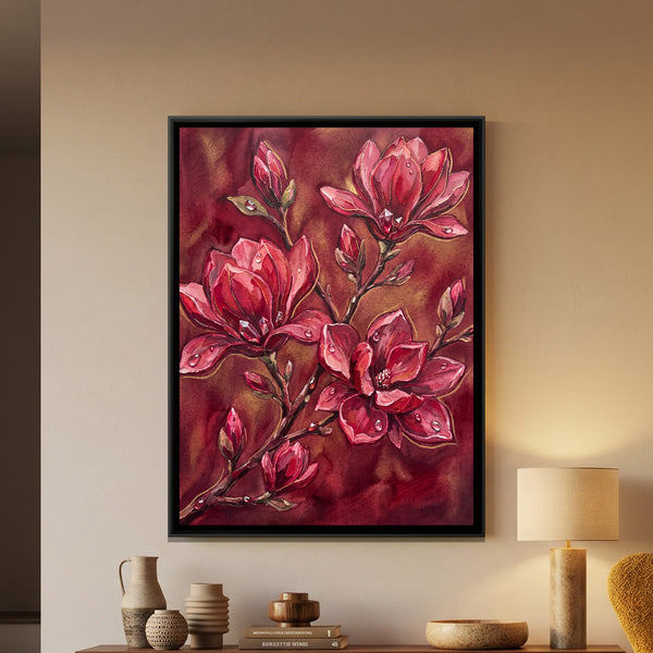 Magnolia — framed canvas art hung on a wall