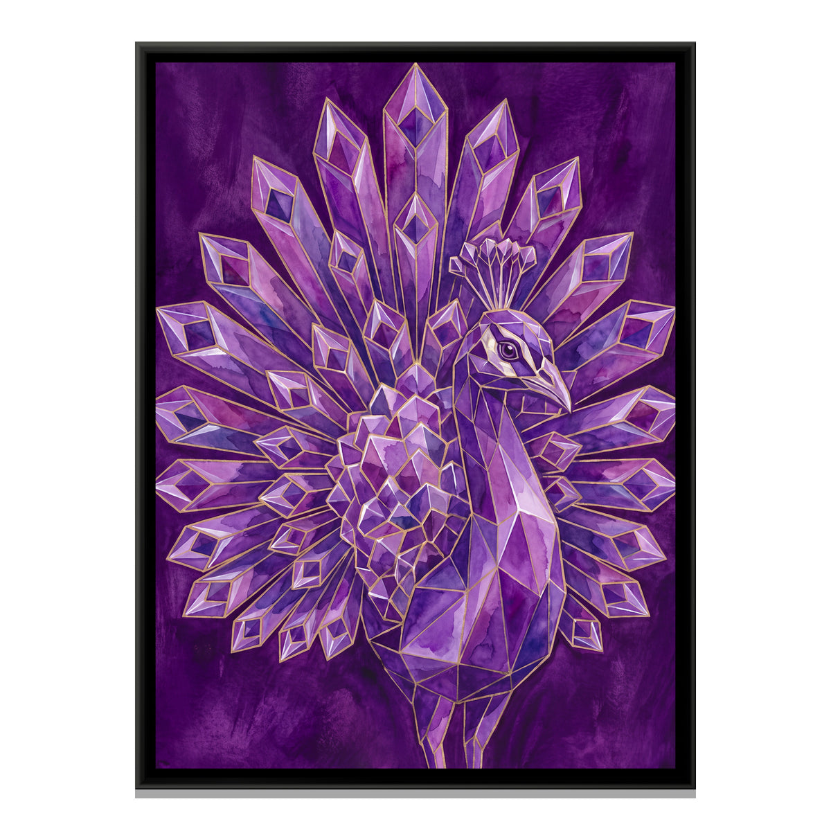 Peacock — framed canvas print, front view