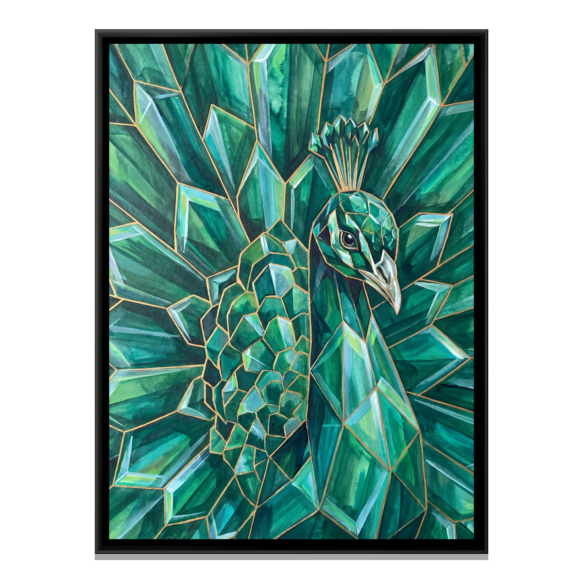 Peacock — framed canvas print, front view