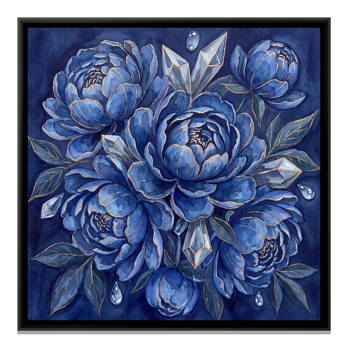 Peonies — framed canvas print, front view