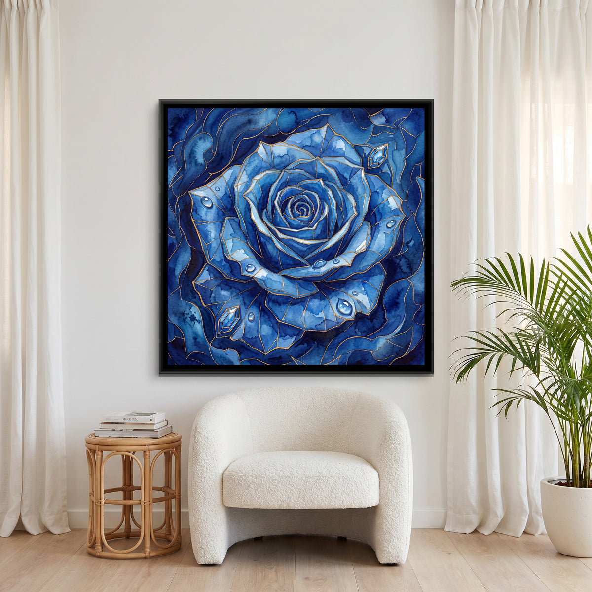 Rose — canvas art shown in a second room setting
