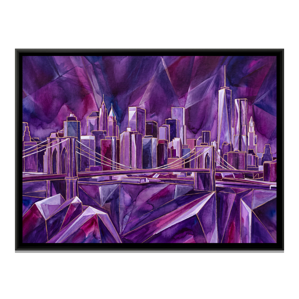Abstract City Skyline — framed canvas print, front view