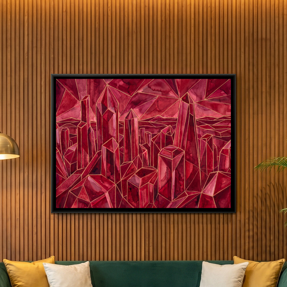Abstract City Skyline — framed canvas art hung on a wall