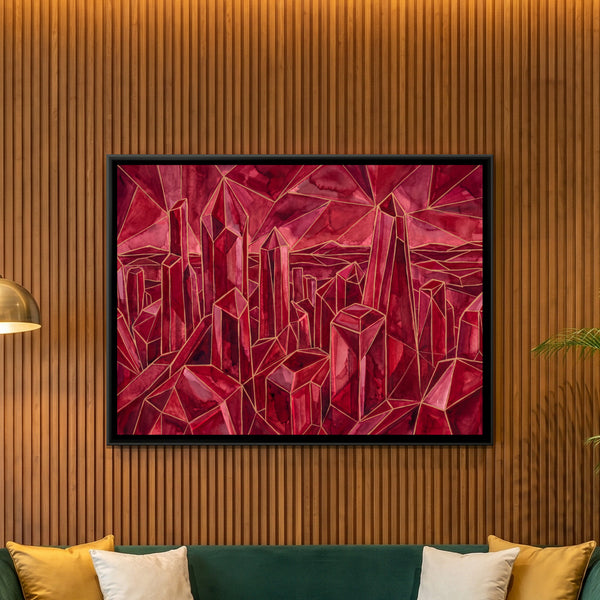 Abstract City Skyline — framed canvas art hung on a wall