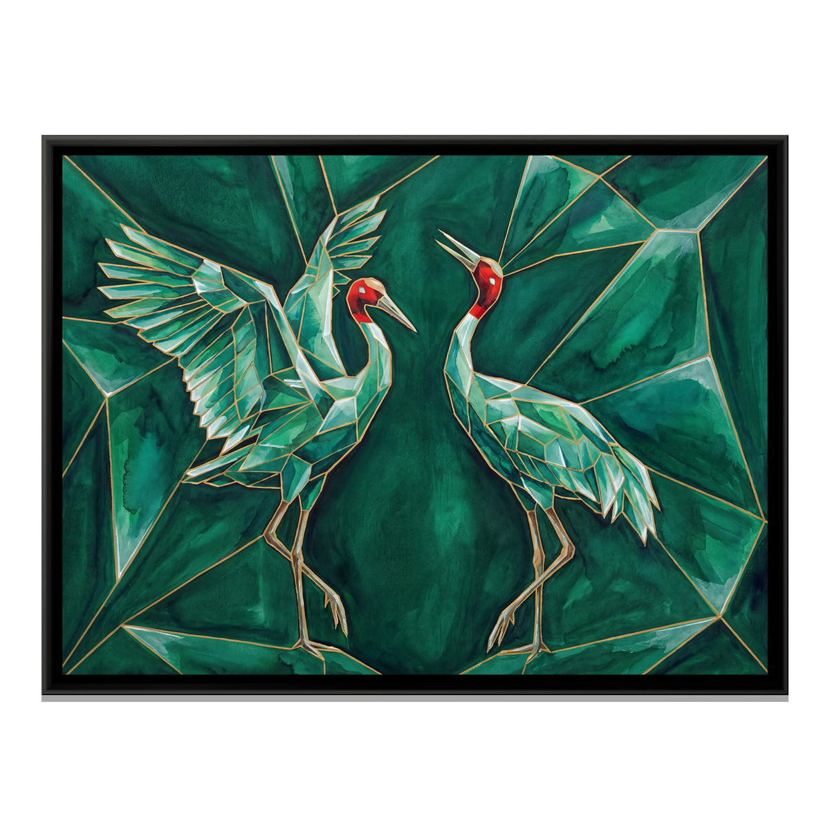 Sarus Cranes — framed canvas print, front view