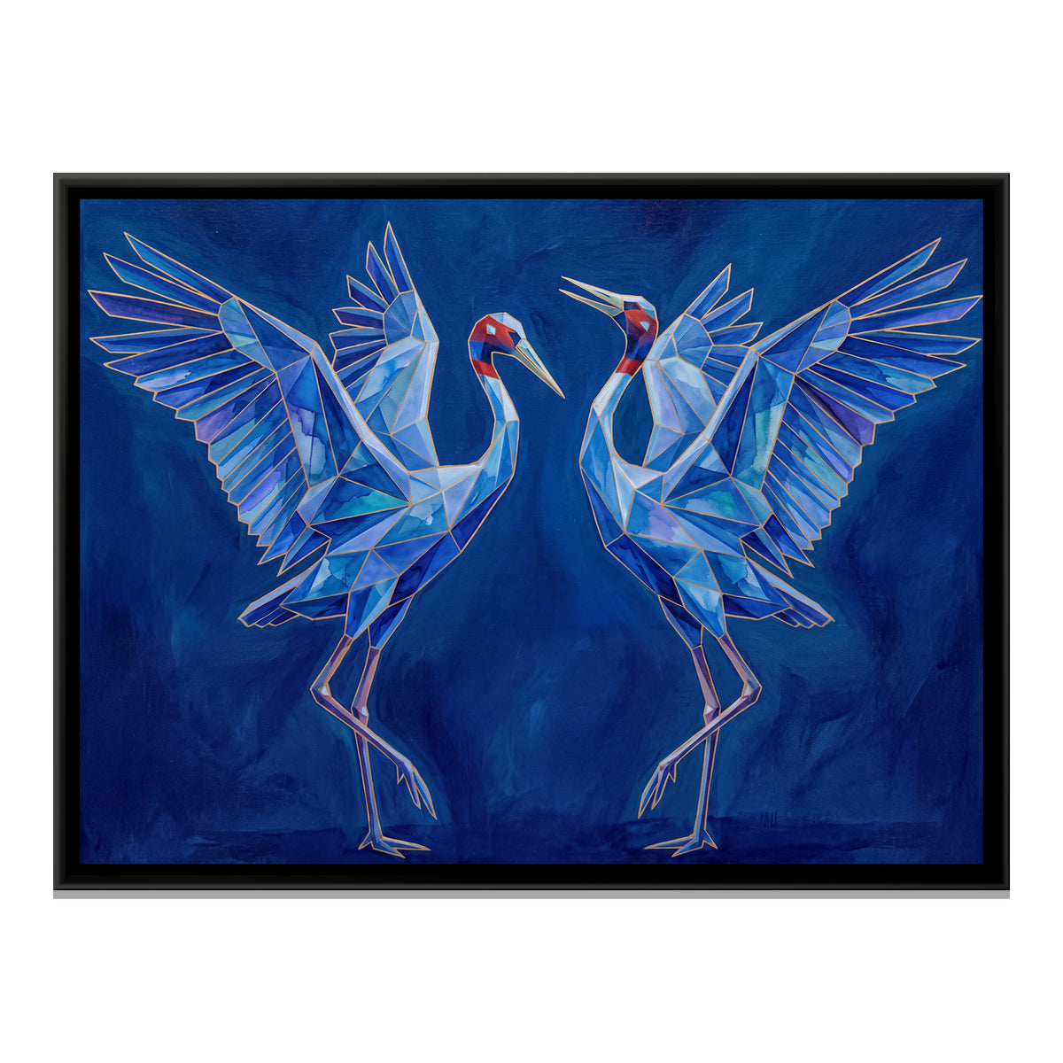 Sarus Cranes — framed canvas print, front view