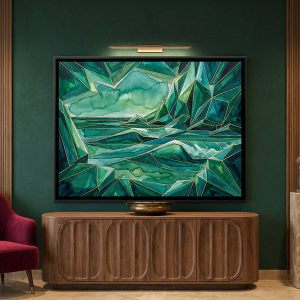 Ocean Sunset — framed canvas art hung on a wall