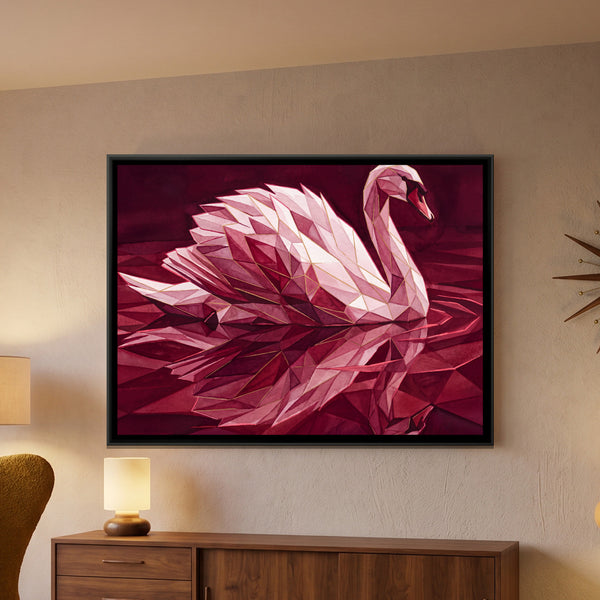 Swan — framed canvas art hung on a wall