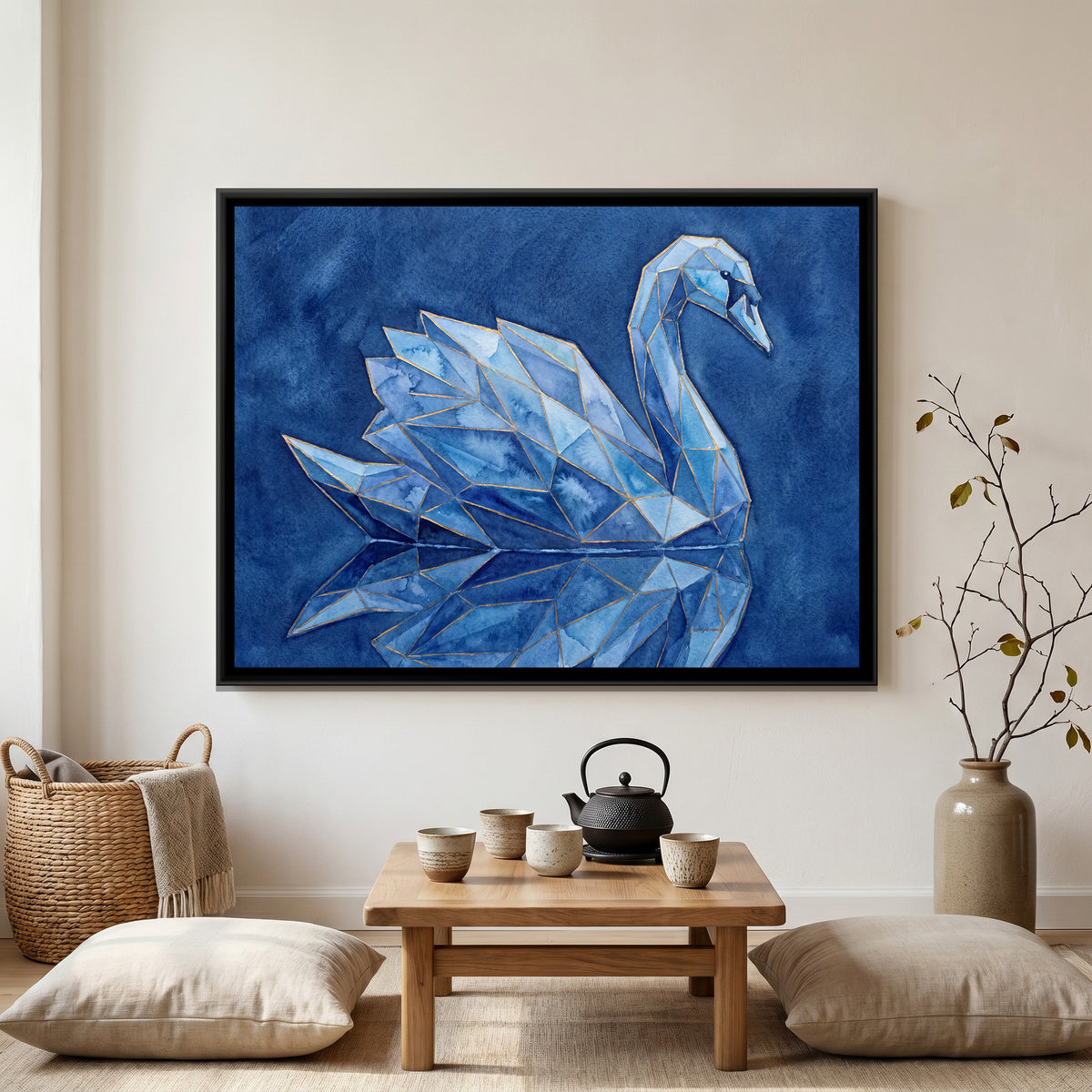 Swan — canvas art shown in a second room setting
