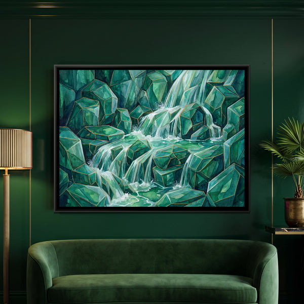 Waterfall — framed canvas art hung on a wall