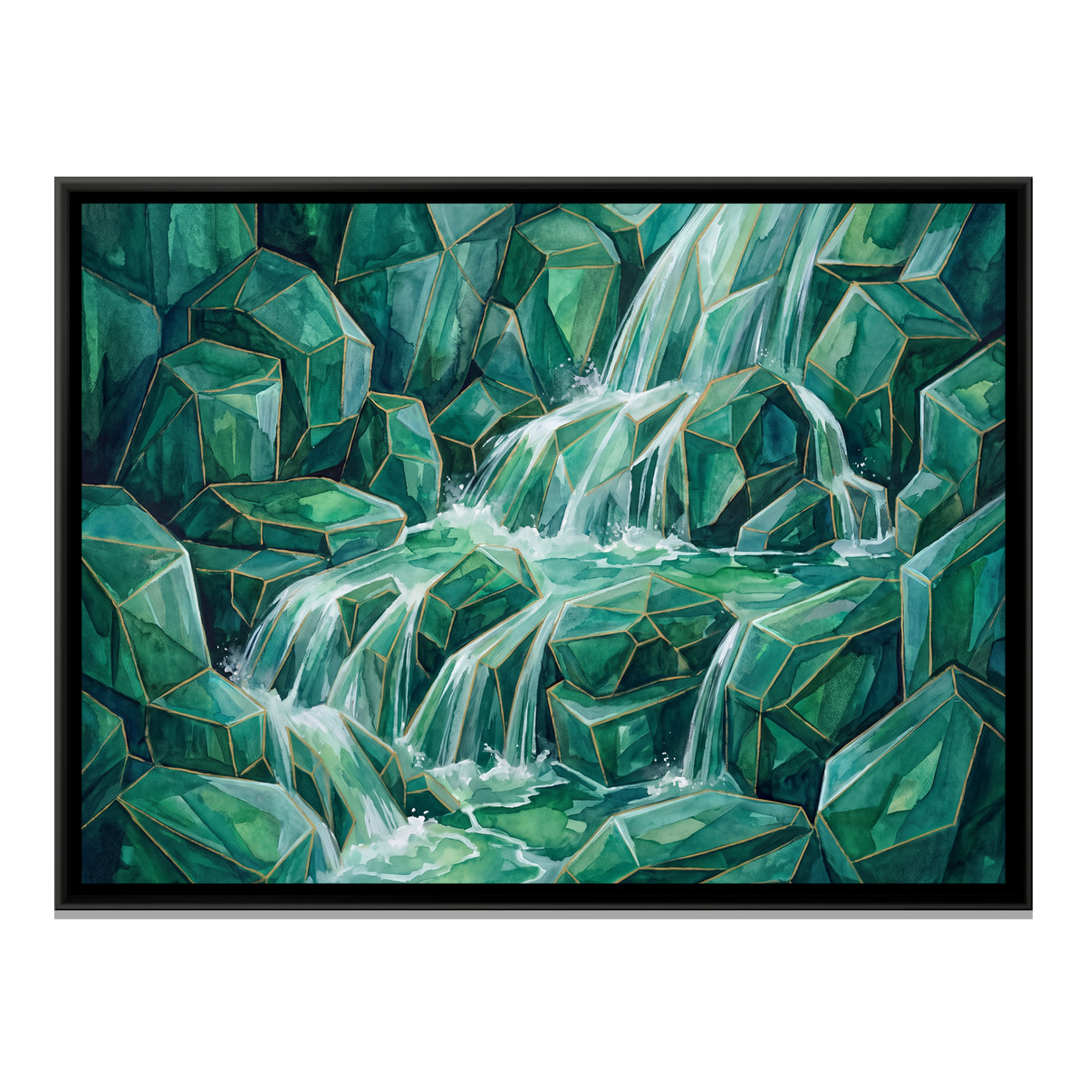 Waterfall — framed canvas print, front view