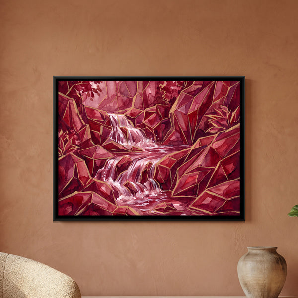 Waterfall — framed canvas art hung on a wall