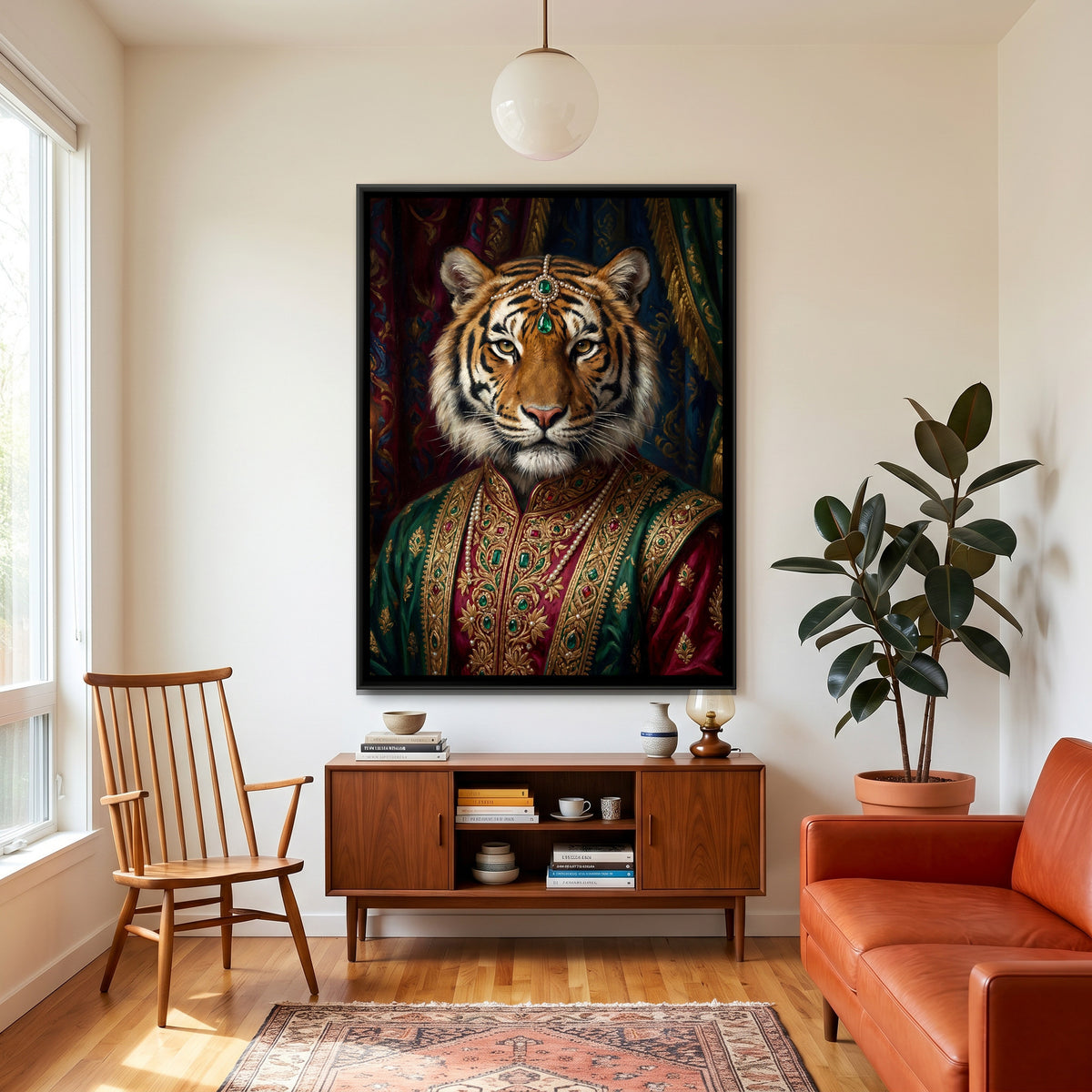 Tiger Maharaja — canvas art shown in a second room setting
