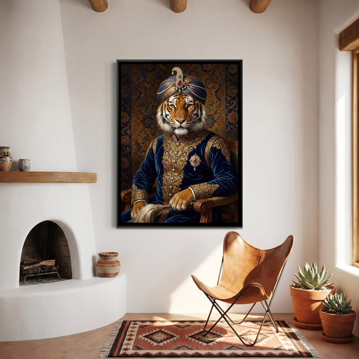 Tiger Maharaja — canvas art shown in a second room setting