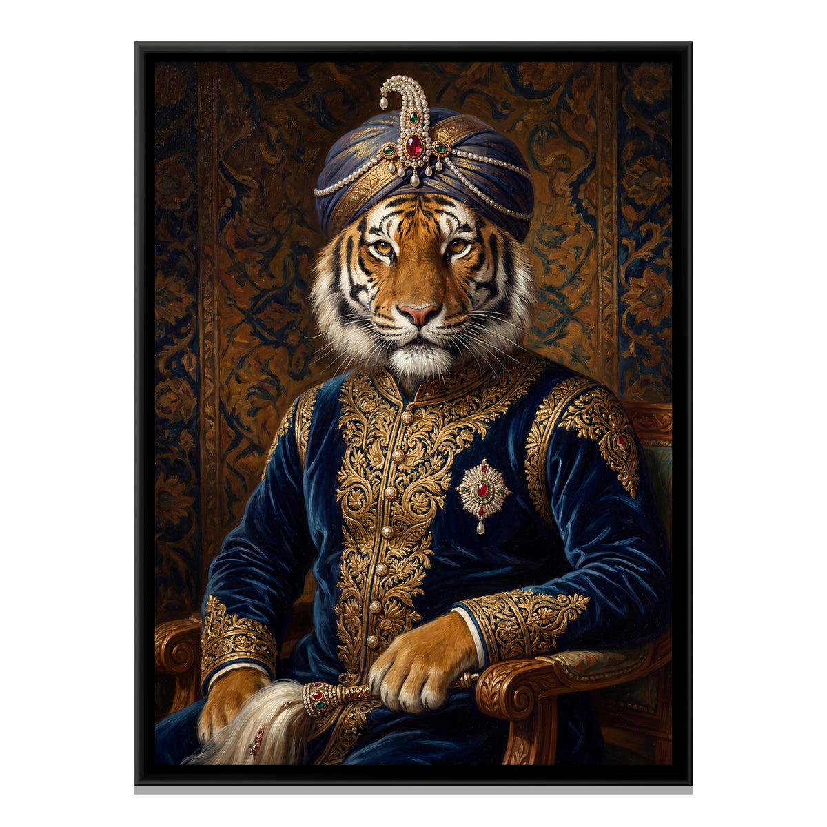 Tiger Maharaja — framed canvas print, front view