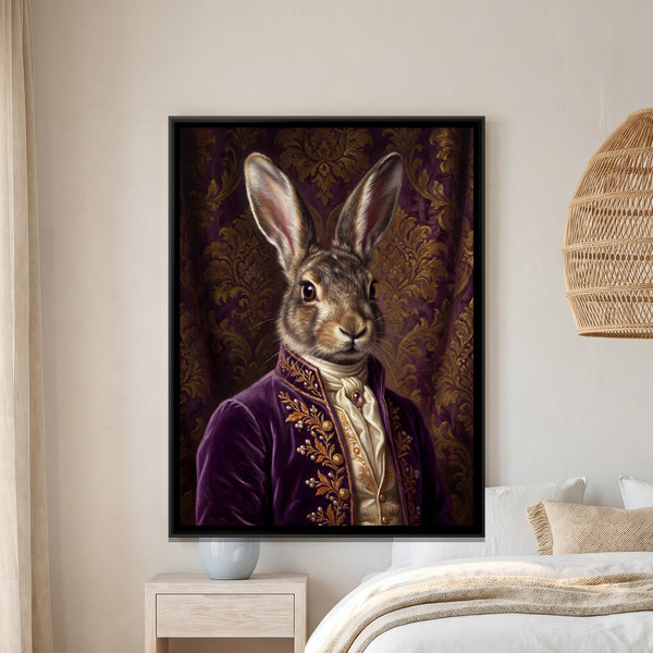 Hare Portrait — framed canvas art hung on a wall