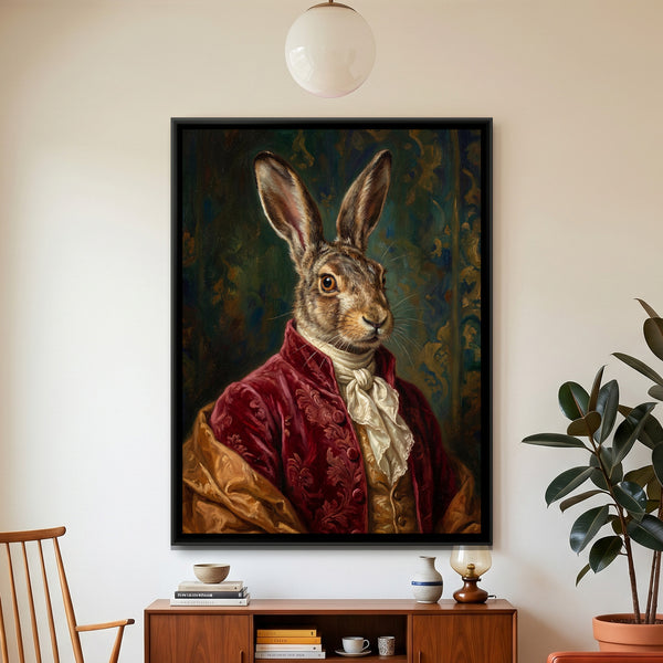 Hare Portrait — framed canvas art hung on a wall