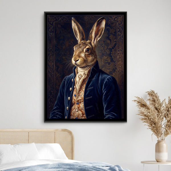 Hare Portrait — framed canvas art hung on a wall